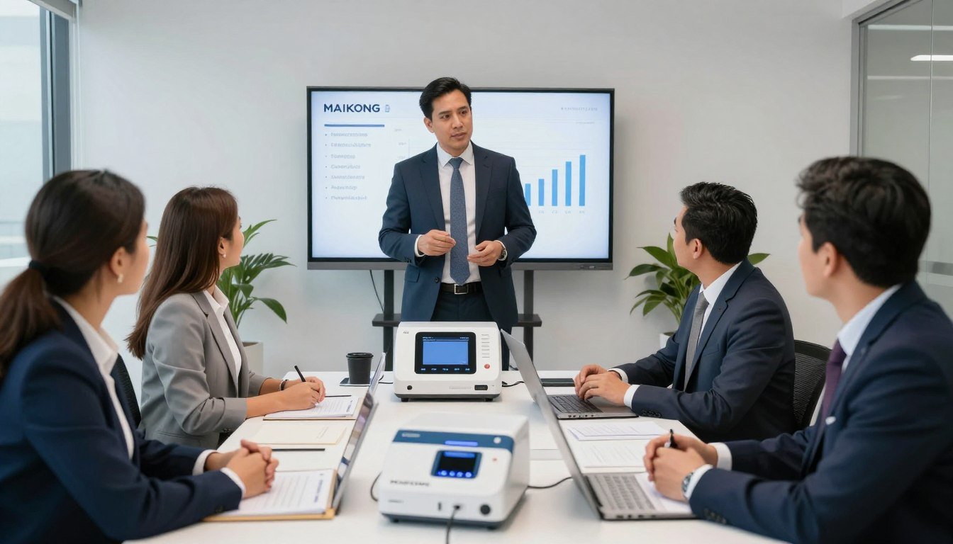 Distribuidor exitoso de MAIKONG presentando analizadores cuánticos a clientes Distribuidor exitoso de MAIKONG presentando analizadores cuánticos a clientes