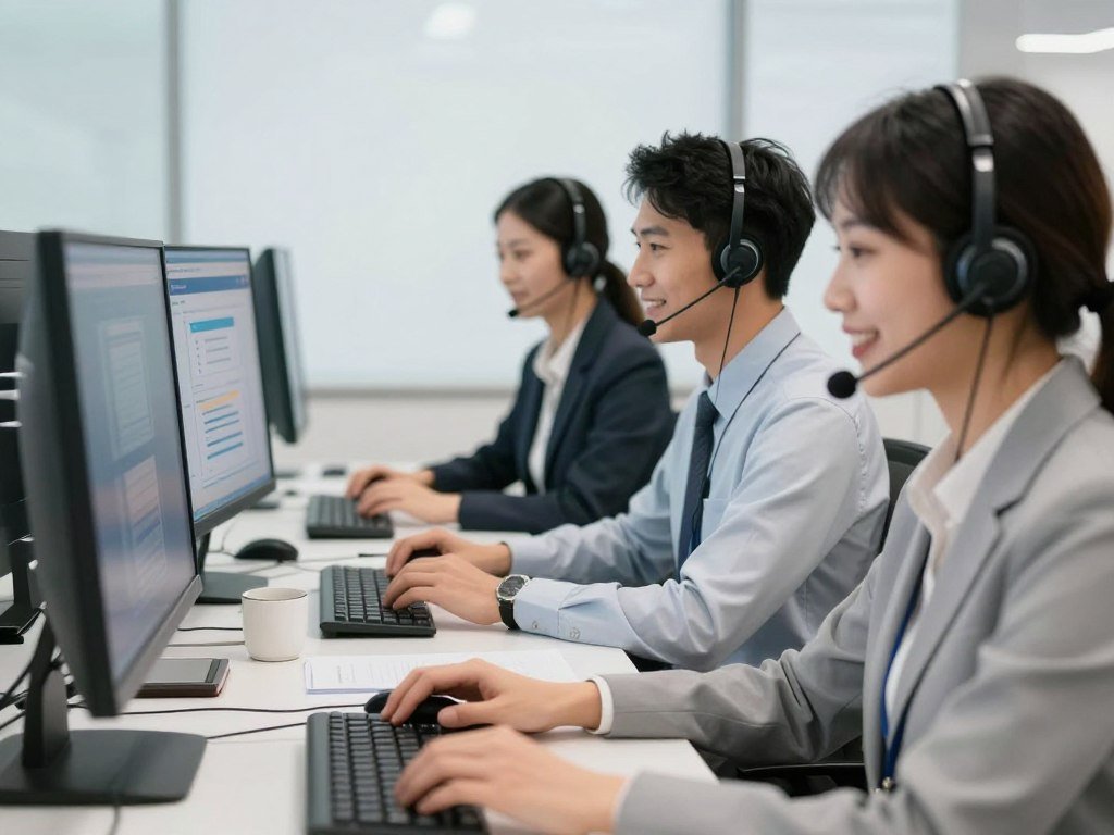Equipo de soporte técnico MAIKONG atendiendo llamadas Equipo de soporte técnico MAIKONG atendiendo llamadas