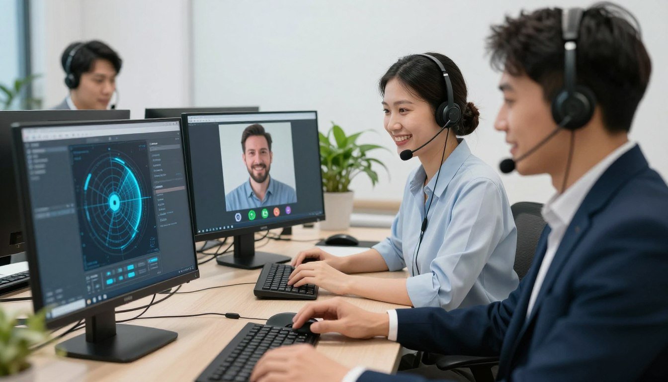 Equipo de soporte técnico MAIKONG brindando asistencia a clientes por WhatsApp y videollamada Equipo de soporte técnico MAIKONG brindando asistencia a clientes por WhatsApp y videollamada