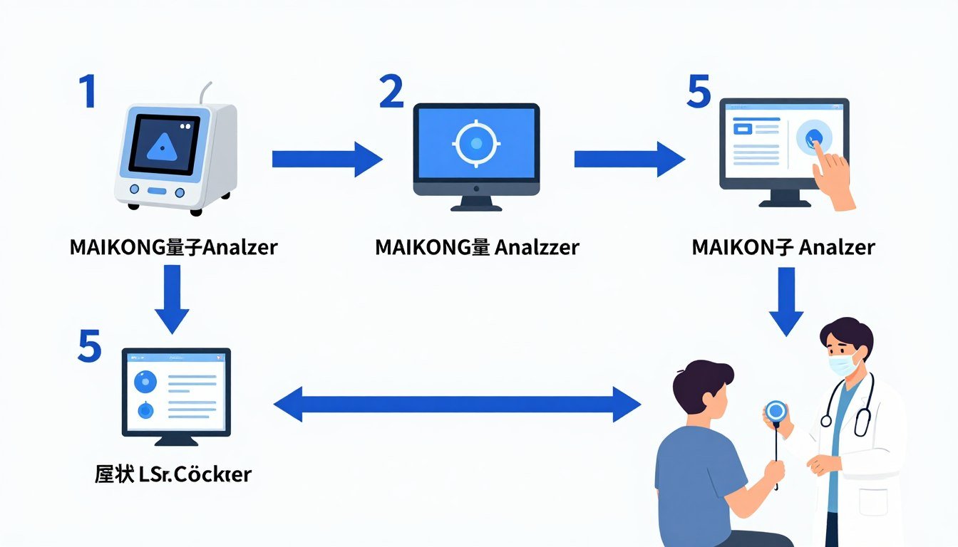Infografía del proceso de 4 pasos para usar el analizador cuántico Infografía del proceso de 4 pasos para usar el analizador cuántico