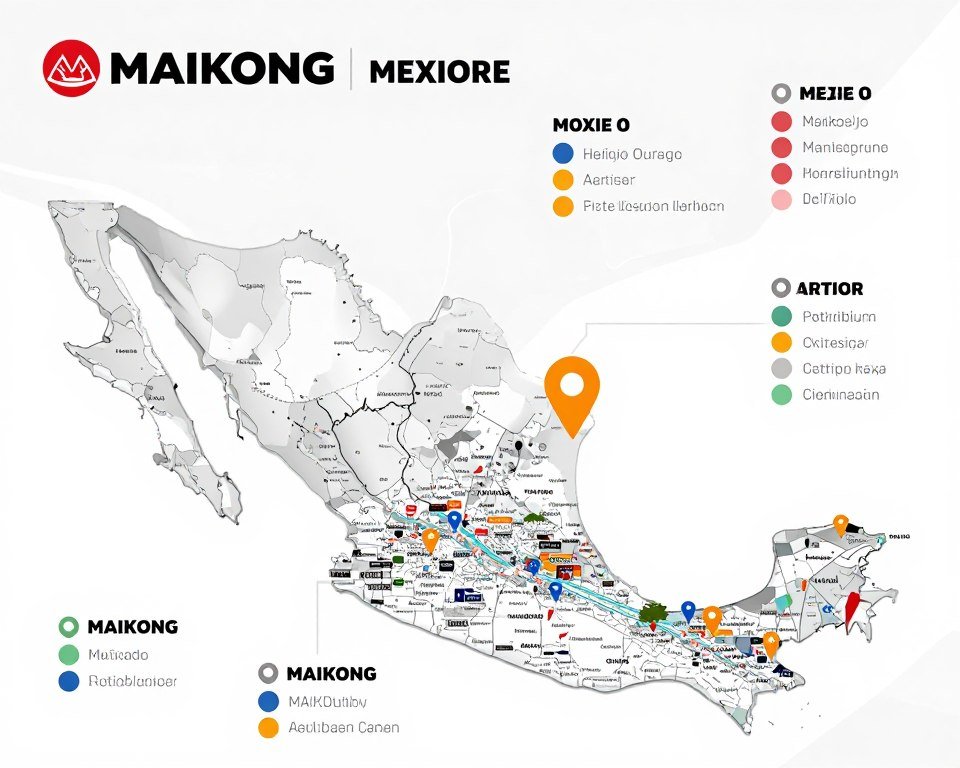 Mapa de México mostrando red de distribuidores MAIKONG Mapa de México mostrando red de distribuidores MAIKONG
