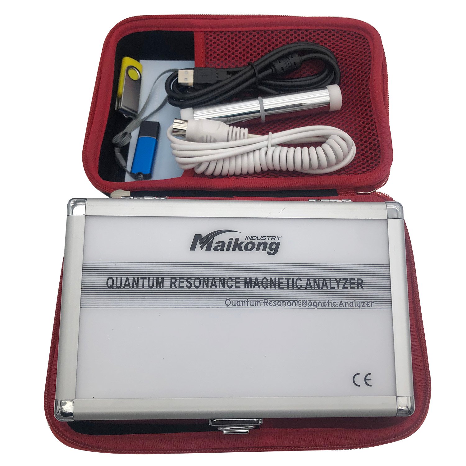 Pantalla de computadora mostrando múltiples reportes del analizador cuántico MAIKONG