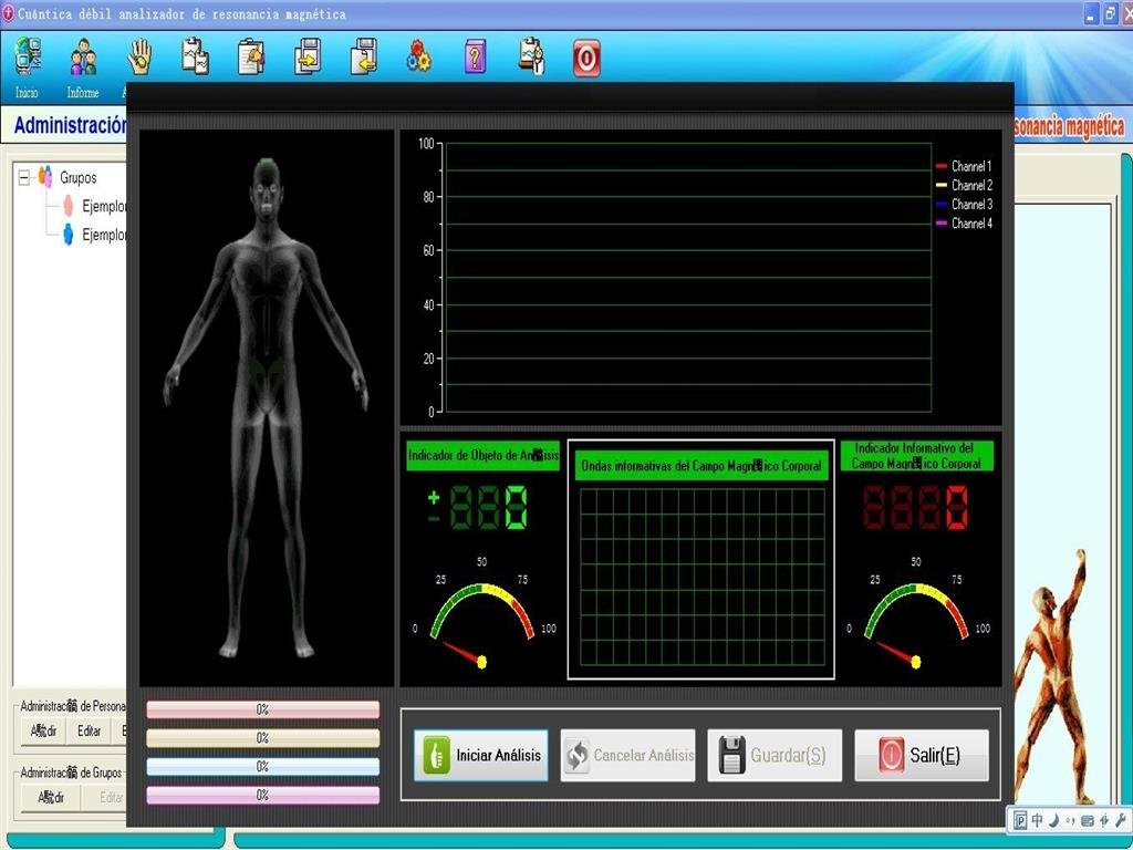 ¿Para Qué Sirve un Analizador Cuántico de Resonancia Magnética? 17 Analizador cuántico de resonancia magnética MAIKONG modelo MK-004 con sensor manual y computadora mostrando reportes de salud en pantalla