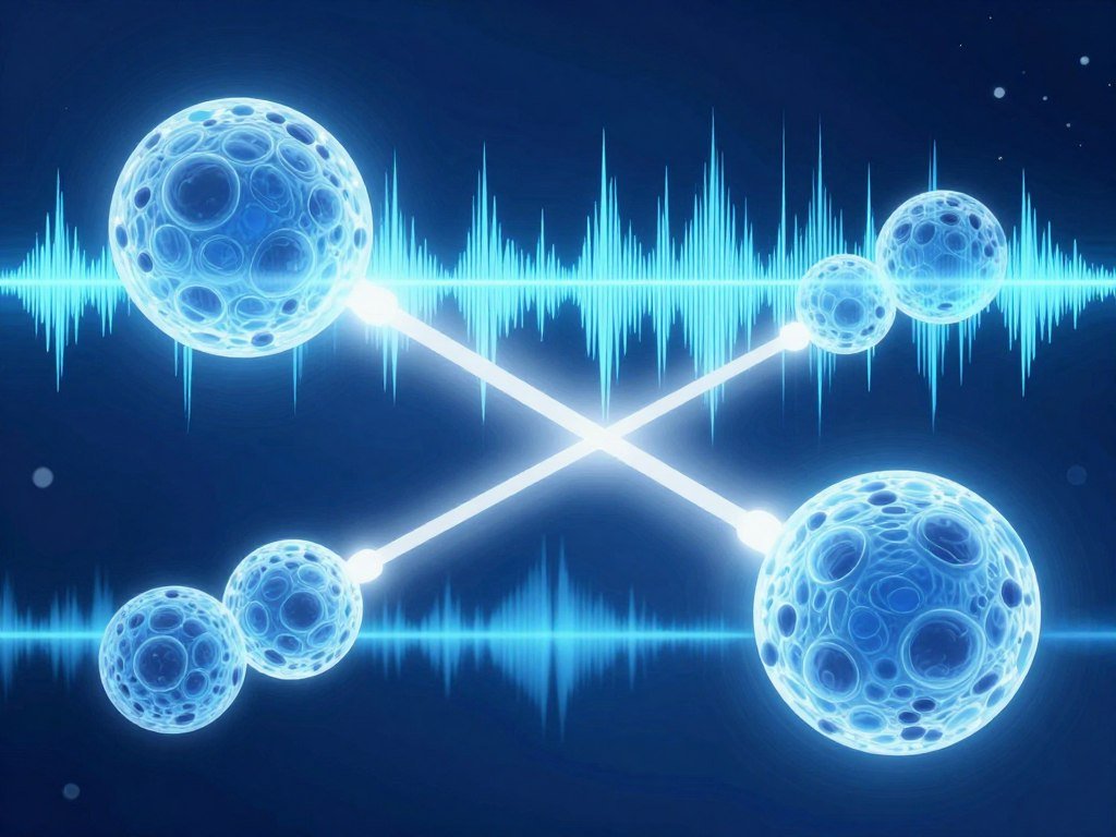 Diagrama técnico mostrando el principio de resonancia magnética cuántica en células humanas Diagrama técnico mostrando el principio de resonancia magnética cuántica en células humanas