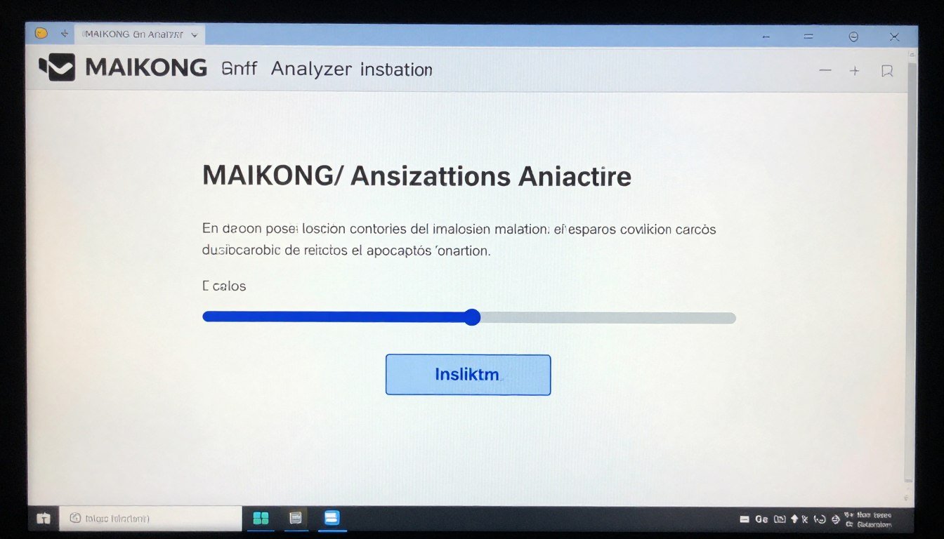 Pantalla de instalación del software del analizador cuántico mostrando proceso paso a paso en español