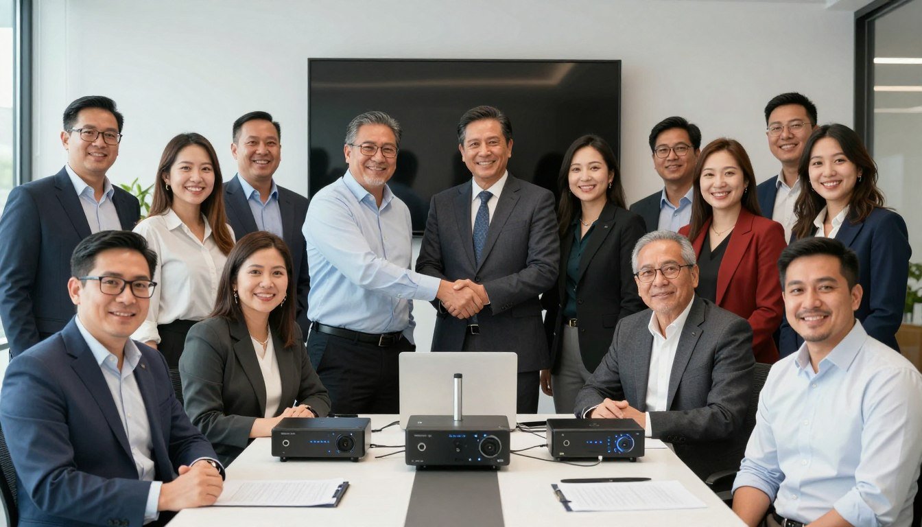 Equipo MAIKONG celebrando asociación exitosa con nuevo distribuidor mexicano
